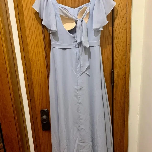 JJs House Ice Blue Chiffon Bridesmaid Dress - Picture 2 of 3